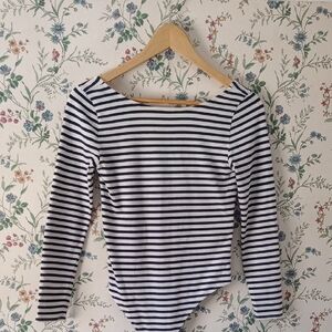 BR Nautical, Breton Striped Long sleeve Body Suit - Dark Navy And White Stripes